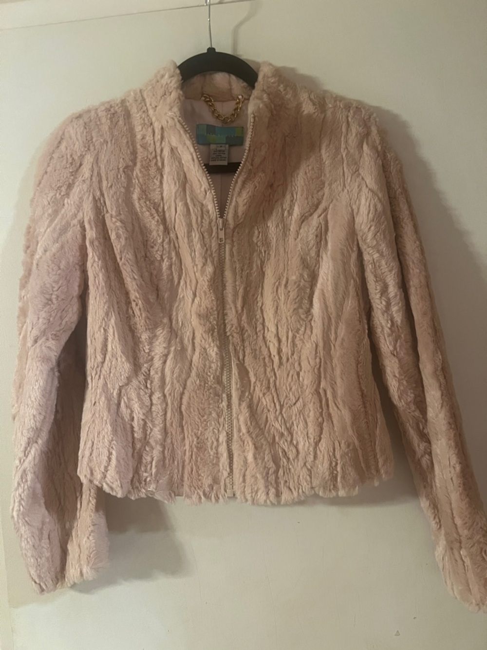 Beth Bowley Plush Zip-Front Teddy Jacket in Blush